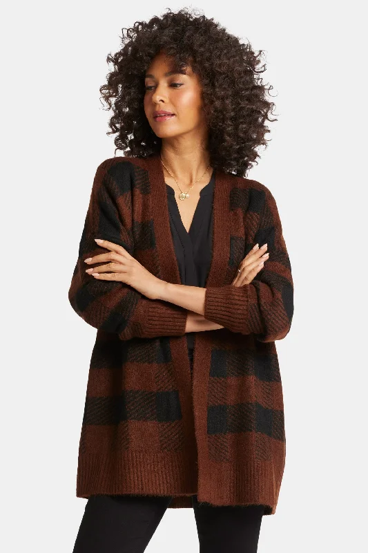 Checked Cardigan - Black/Chocolate