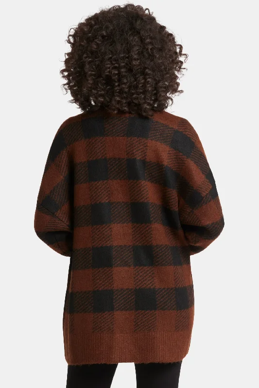 Checked Cardigan - Black/Chocolate