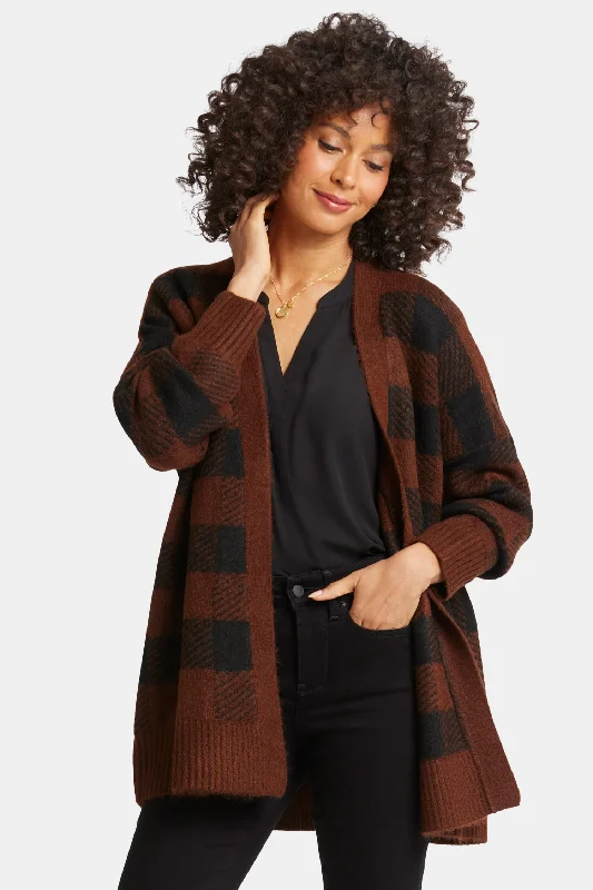 Checked Cardigan - Black/Chocolate