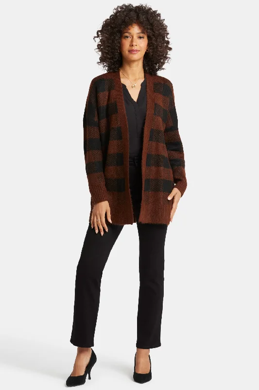 Checked Cardigan - Black/Chocolate