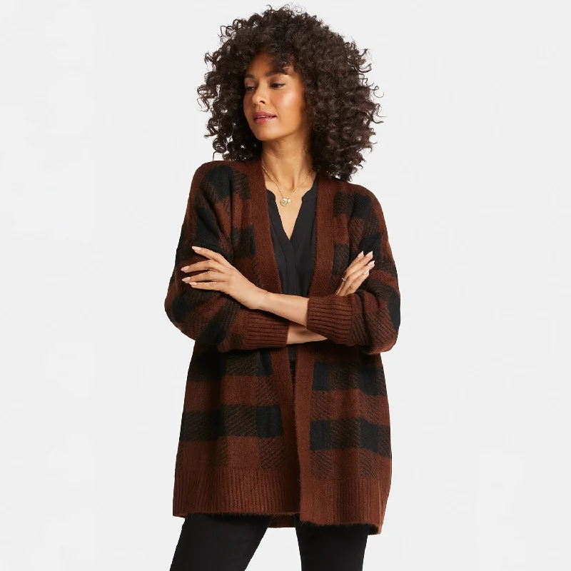 Checked Cardigan - Black/Chocolate