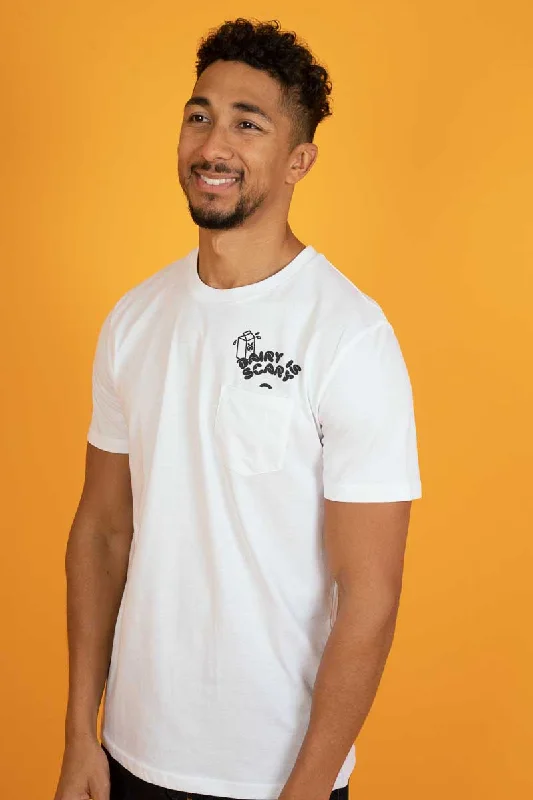 Dairy Is Scary Pocket Tee - White T-Shirt