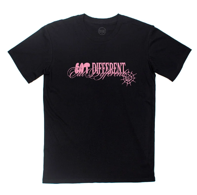 Eat Different - Pink on Black T-Shirt