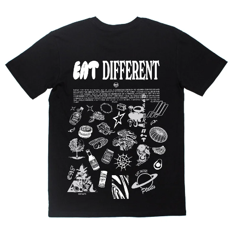 Eat Different - White on Black T-Shirt