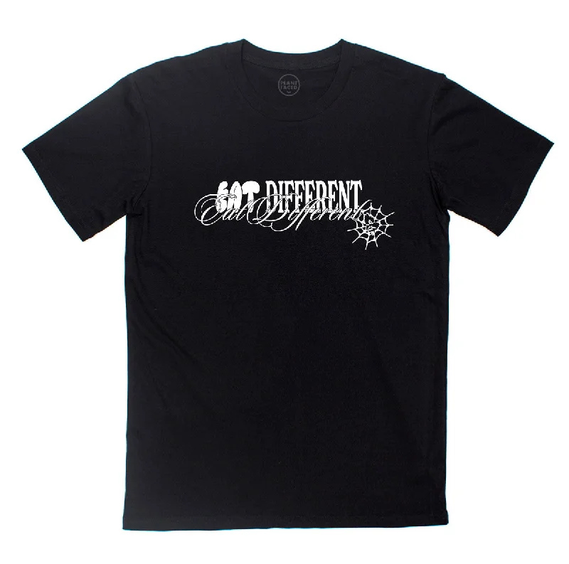 Eat Different - White on Black T-Shirt