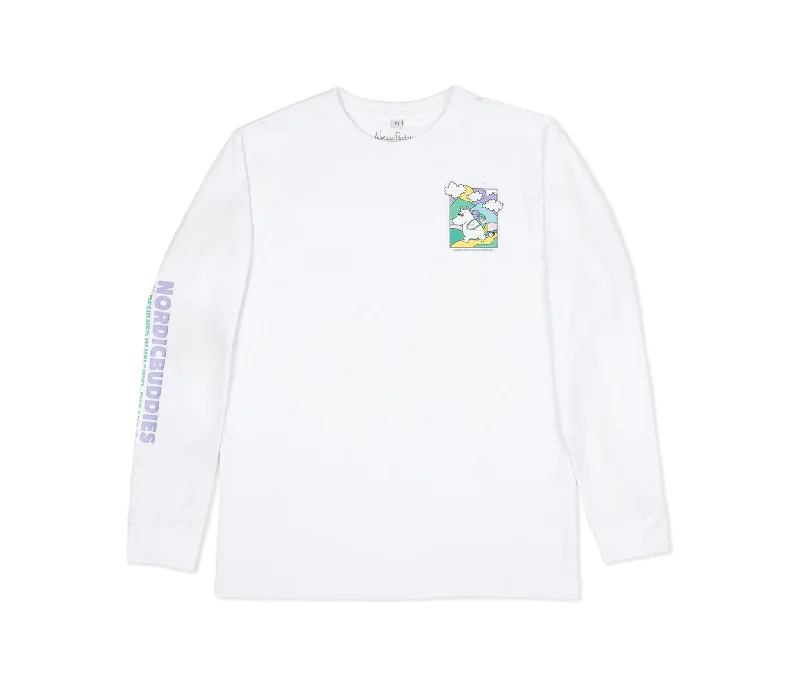 Moomintroll's Adventure Longsleeve Shirt With Cuffrib Unisex - White