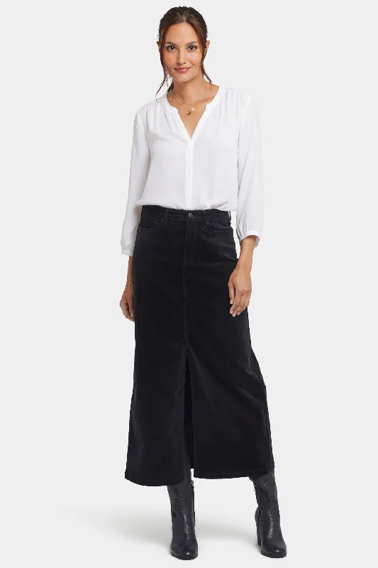 High Rise Long Skirt - Black