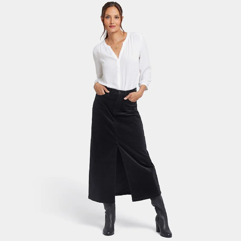 High Rise Long Skirt - Black