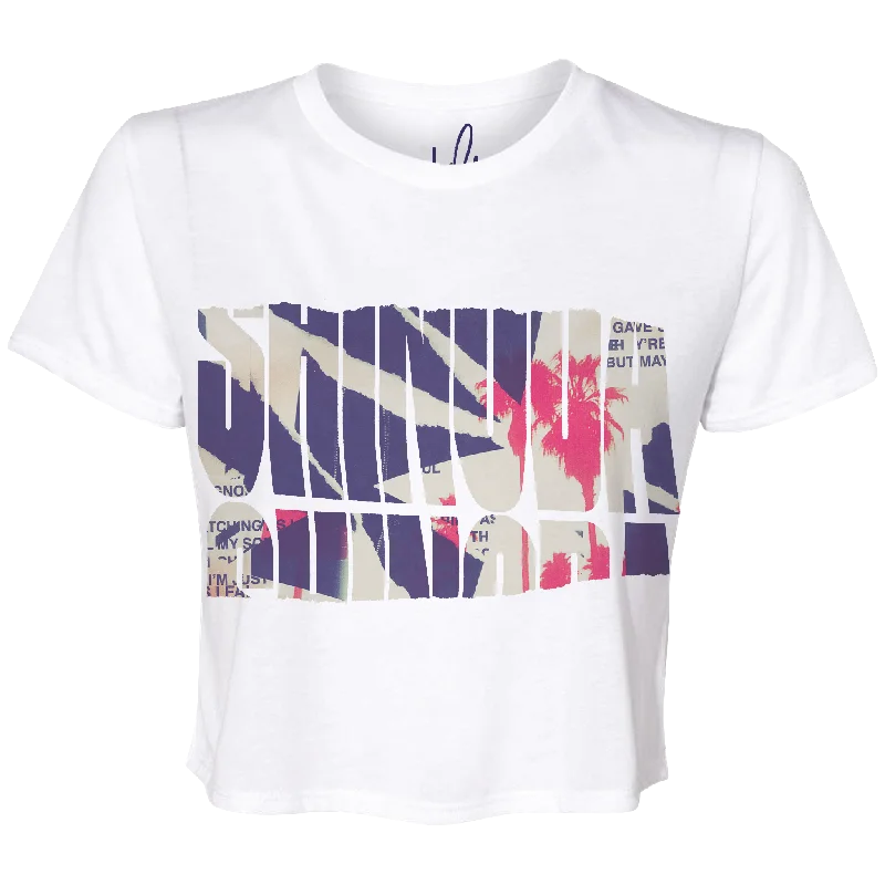 Palms Ripped Logo Cropped Ladies Tee