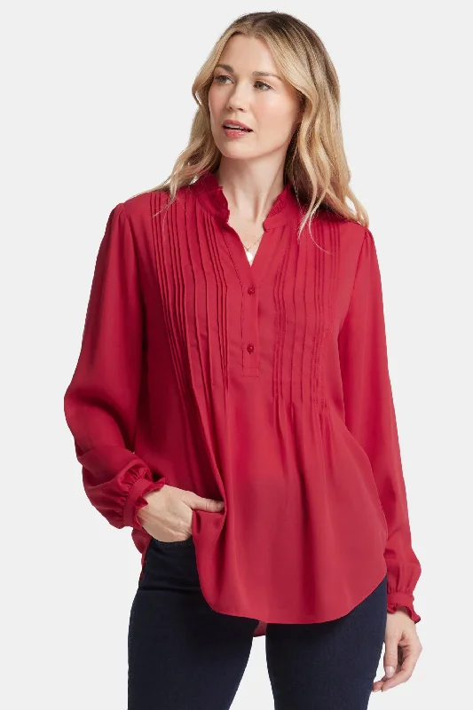 Pleated Front Tunic - Jalapeño Red