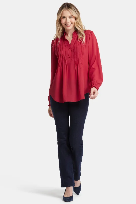 Pleated Front Tunic - Jalapeño Red