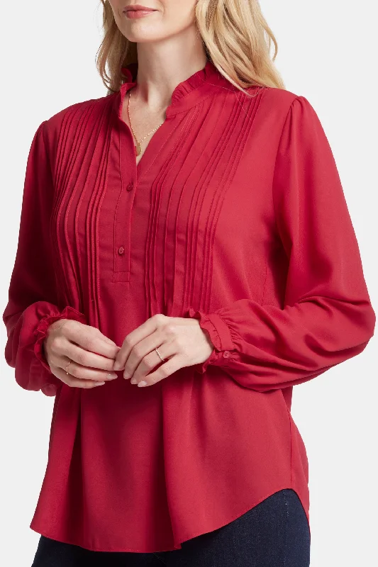 Pleated Front Tunic - Jalapeño Red