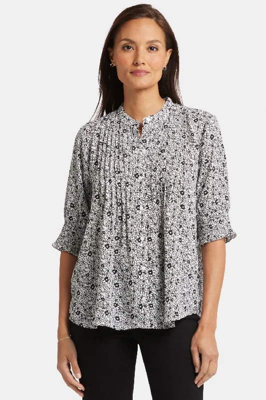 Pleated Short Sleeved Blouse - Adriana