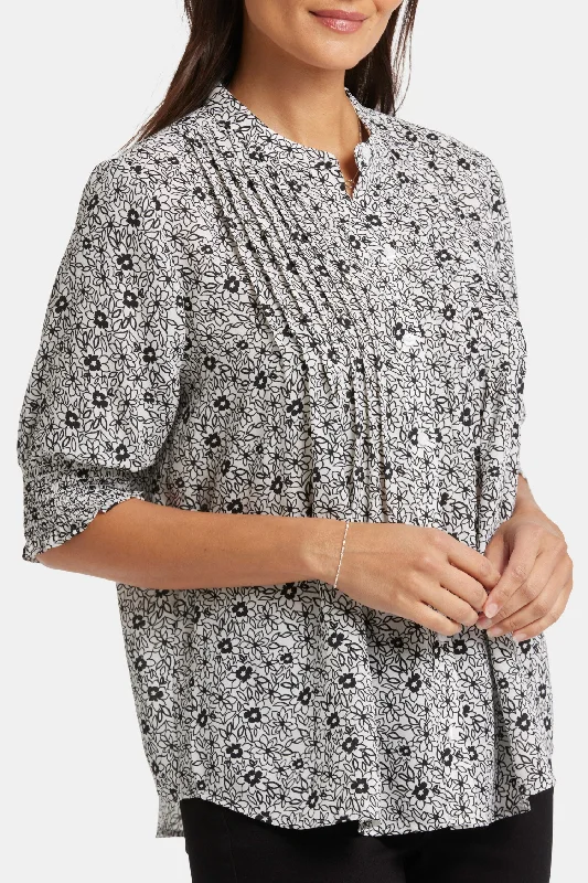 Pleated Short Sleeved Blouse - Adriana