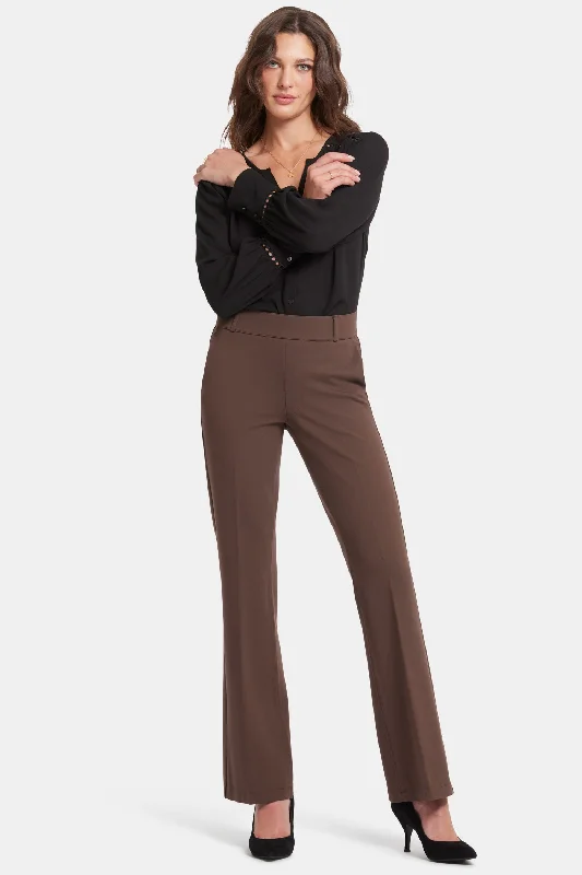 Pull-On Flared Trouser Pants - Coffee Bean