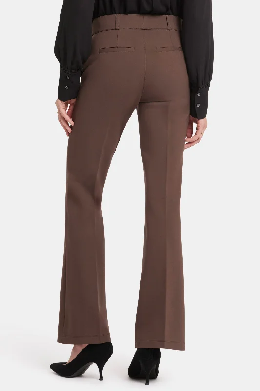 Pull-On Flared Trouser Pants - Coffee Bean