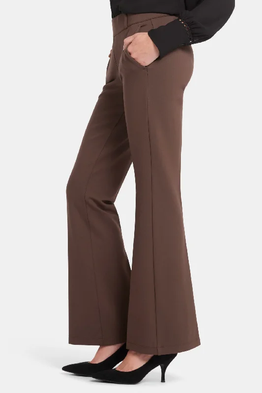 Pull-On Flared Trouser Pants - Coffee Bean