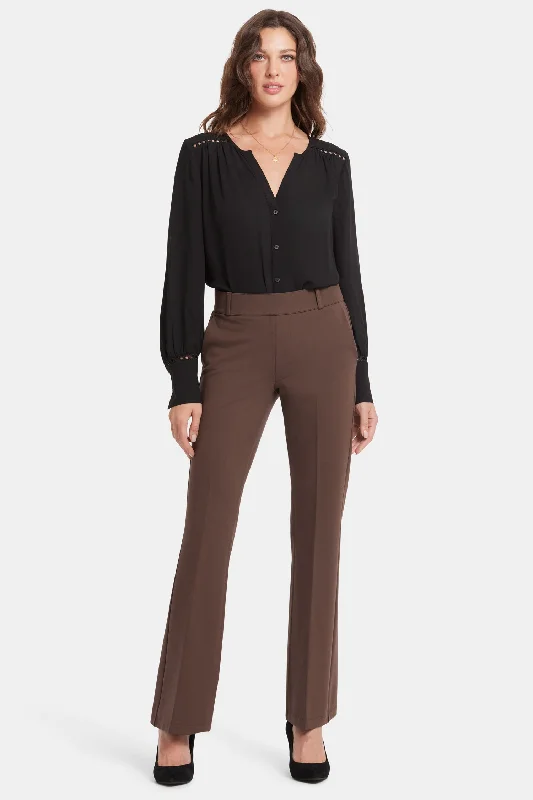 Pull-On Flared Trouser Pants - Coffee Bean