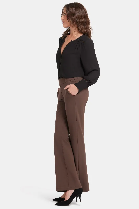 Pull-On Flared Trouser Pants - Coffee Bean