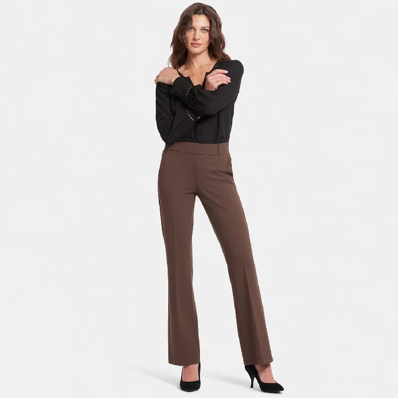 Pull-On Flared Trouser Pants - Coffee Bean