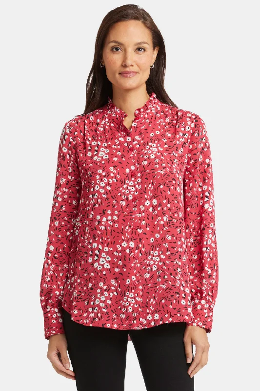 Ruffle Neck Blouse - Cherry Creek