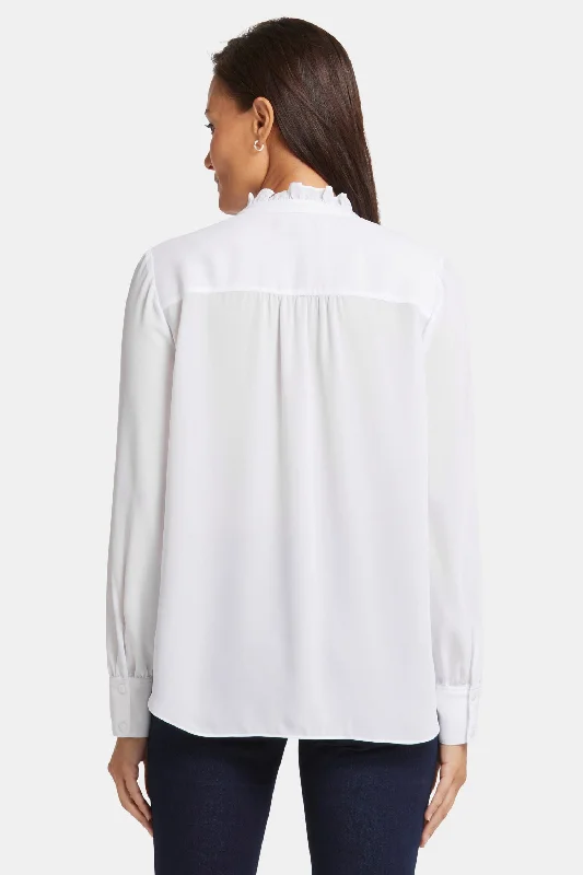 Ruffle Neck Blouse - Optic White