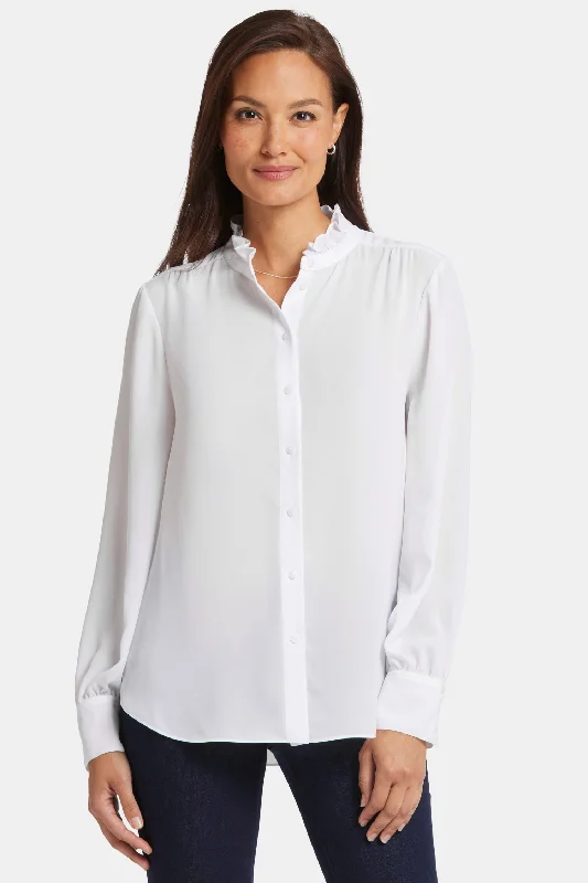 Ruffle Neck Blouse - Optic White