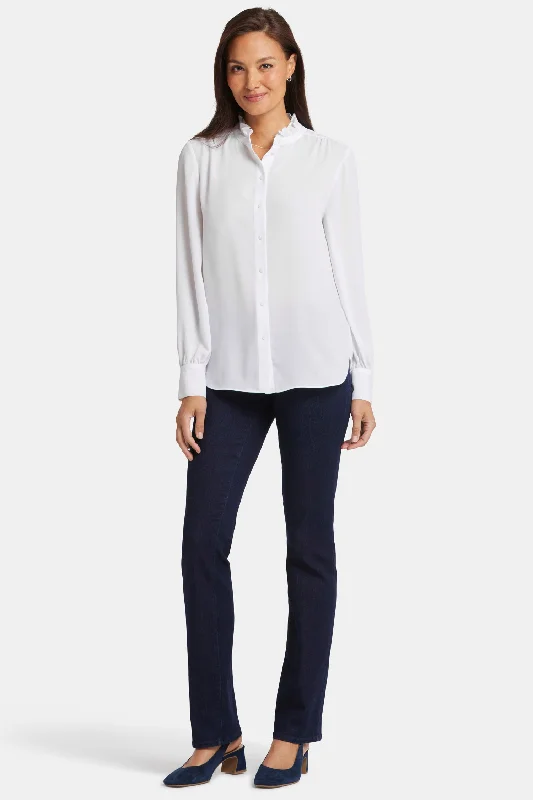 Ruffle Neck Blouse - Optic White