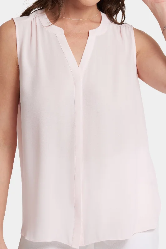 Sleeveless Pintuck Blouse  - Light Primrose