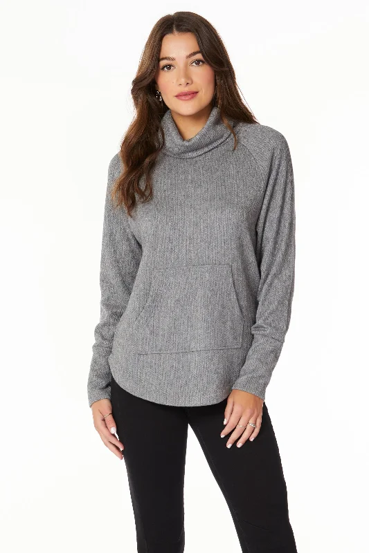 FUNNEL NECK RAGLAN SWEATER