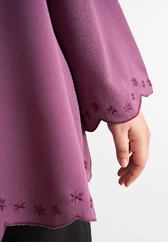 Erica Scallop Embroidery Edge  Blouse - Purple