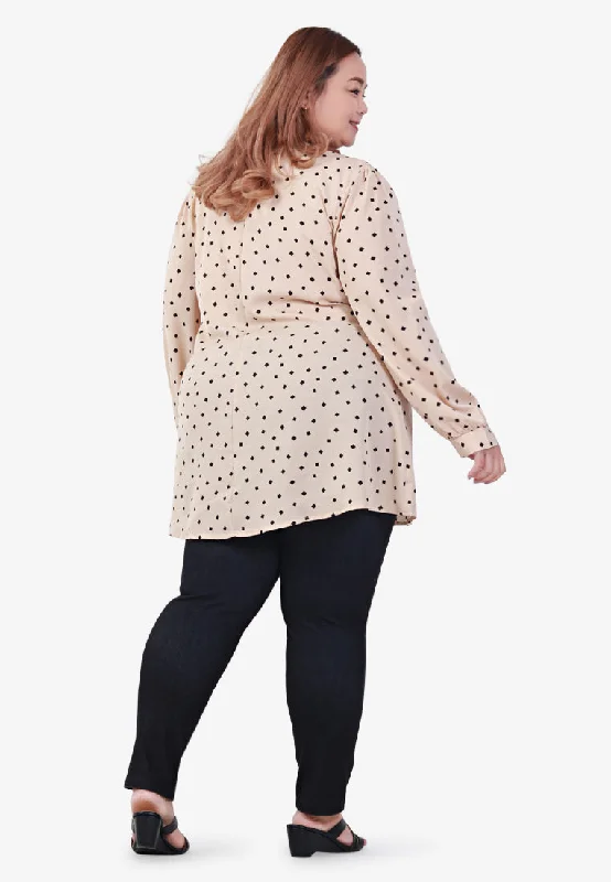 Lovie Polka Dot Prints Blouse - Beige