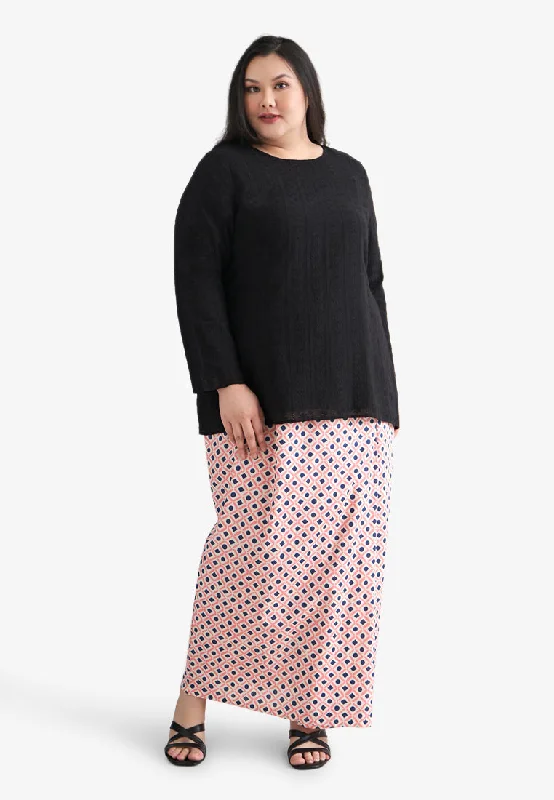 Kamela Raya Eyelet Collection Eyelet Kurung Top - Black