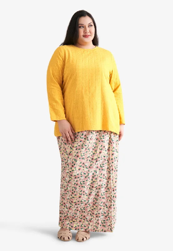 Kamela Raya Eyelet Collection Eyelet Kurung Top - Yellow