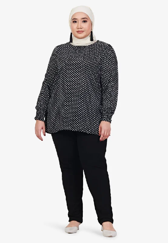 Sara Puff Sleeve Printed Blouse - Black