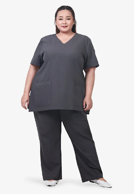 Scully Scrubs Short Sleeve Top - Dark Grey