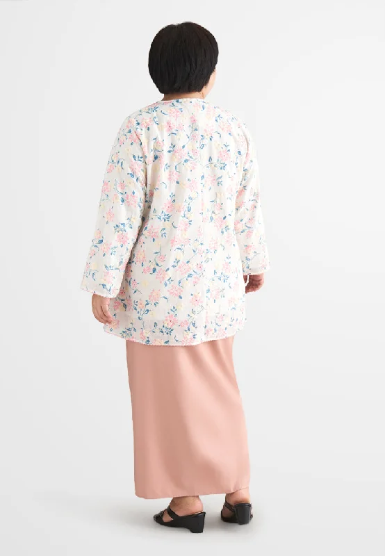 Intan Cotton Embroidery Kurung Kedah Top - Pink