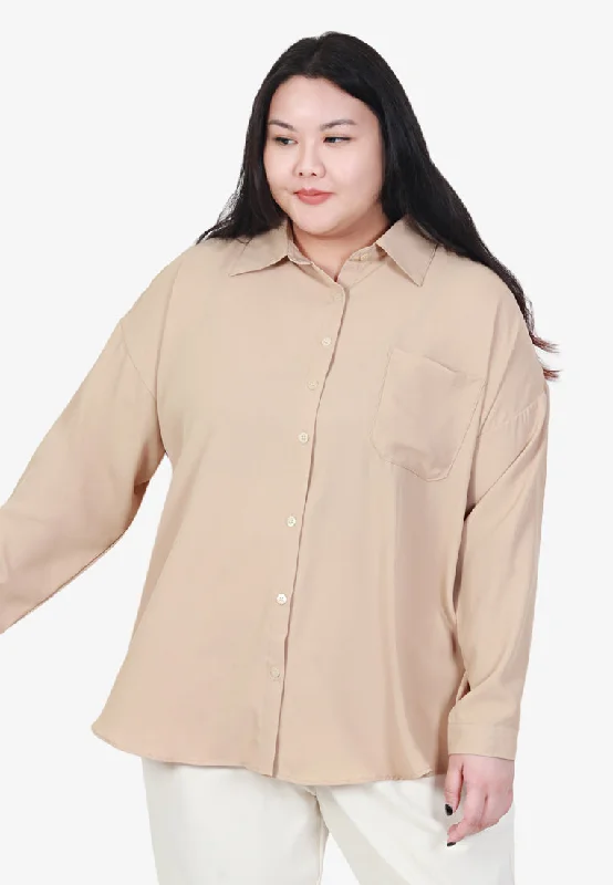 Mica Minimalist Work Button Shirt - Khaki