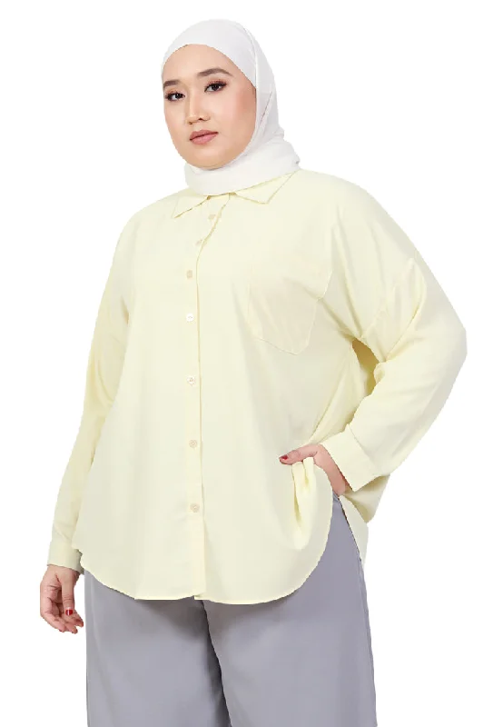 Mica Minimalist Work Button Shirt - Light Yellow