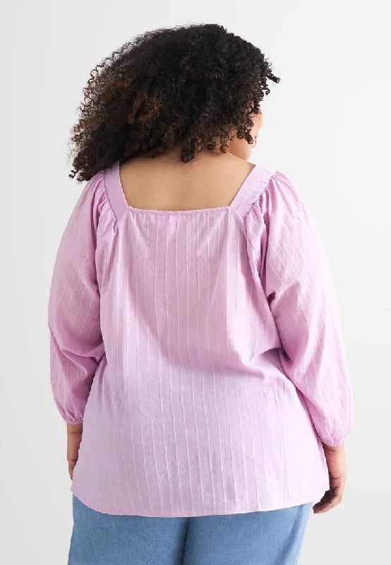 Sandra Bohemian Smock Neck Blouse - Pink Purple