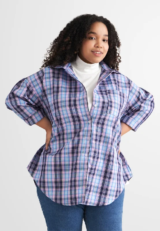 Christina Oversized Checkered Shirt - Dark Mix