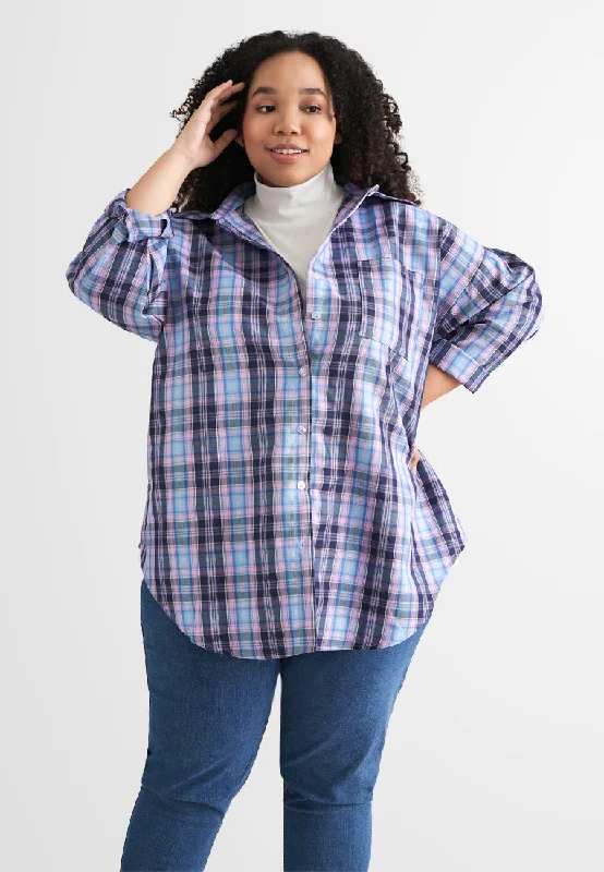 Christina Oversized Checkered Shirt - Dark Mix