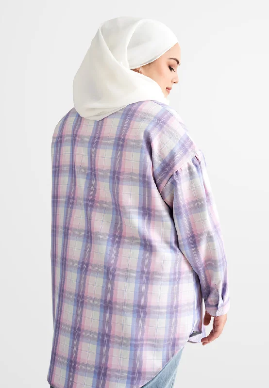 Christina Oversized Checkered Shirt - Pastel Mix