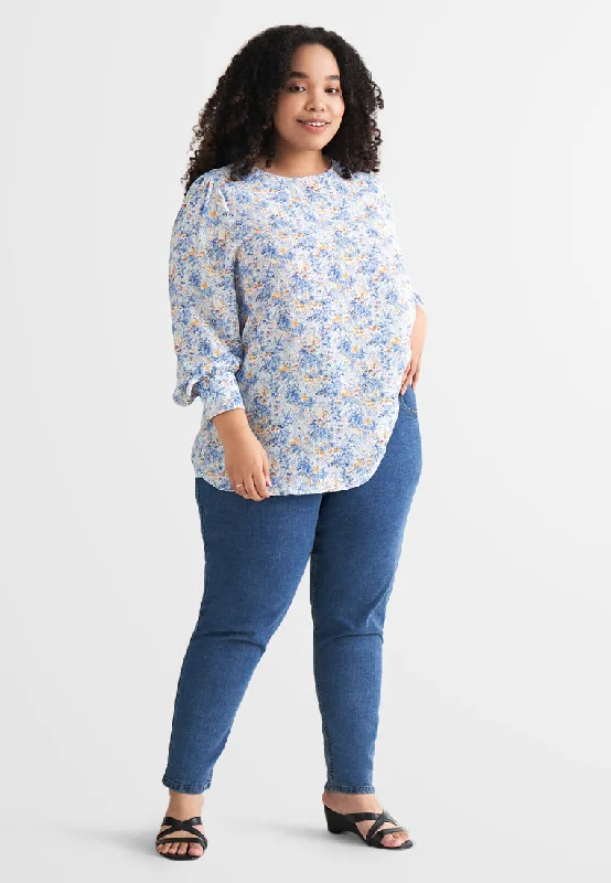 Florentina Long Sleeves Floral Blouse - Blue