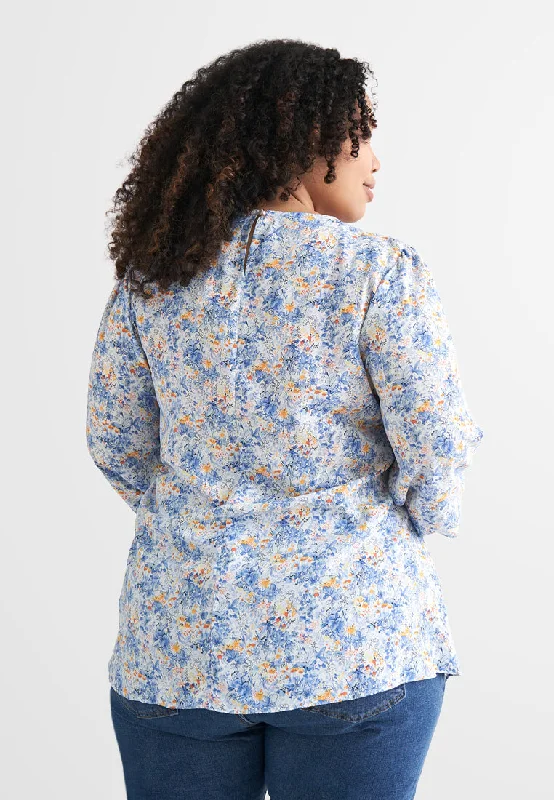 Florentina Long Sleeves Floral Blouse - Blue