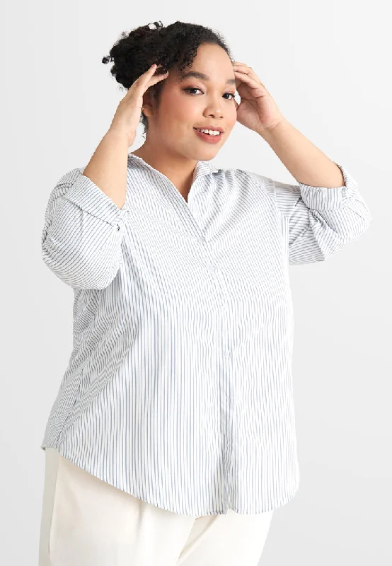 Wova Stripes Work Button Shirt - Blue