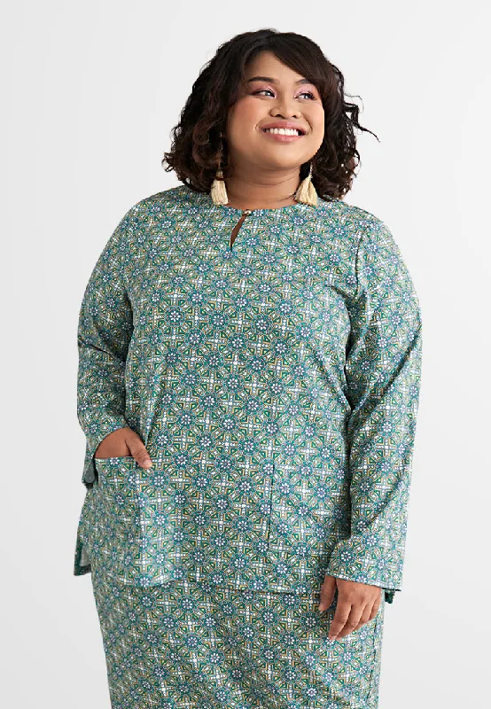 Suriawati Mix-N-Match Printed Kurung Top - Green