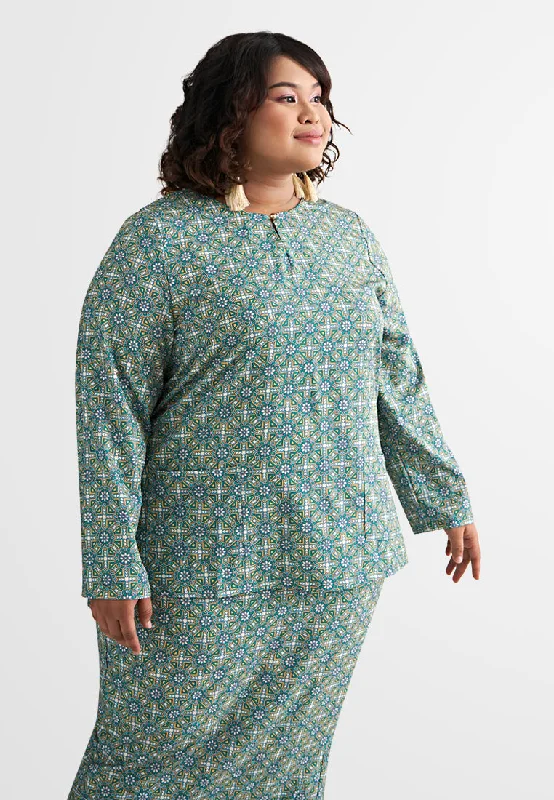 Suriawati Mix-N-Match Printed Kurung Top - Green