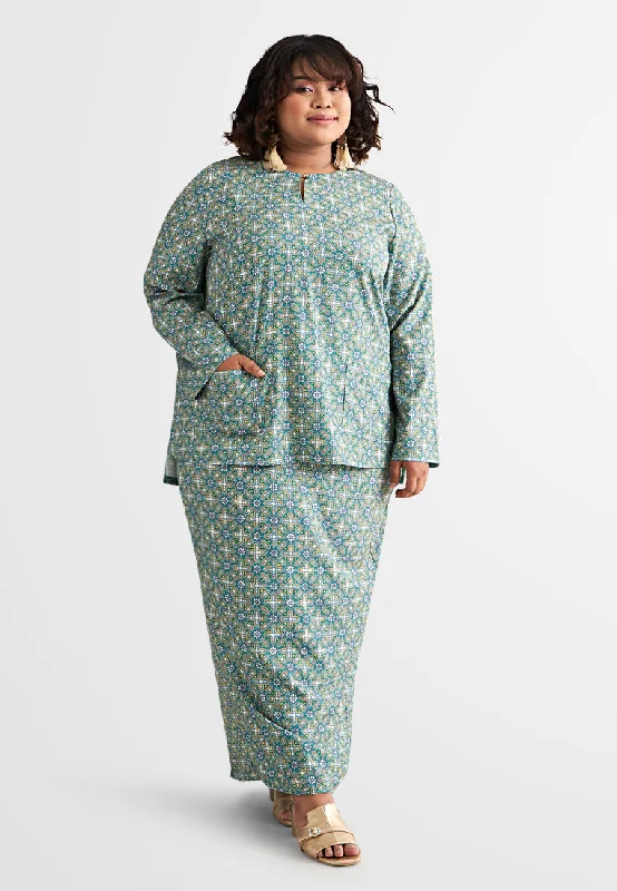 Suriawati Mix-N-Match Printed Kurung Top - Green