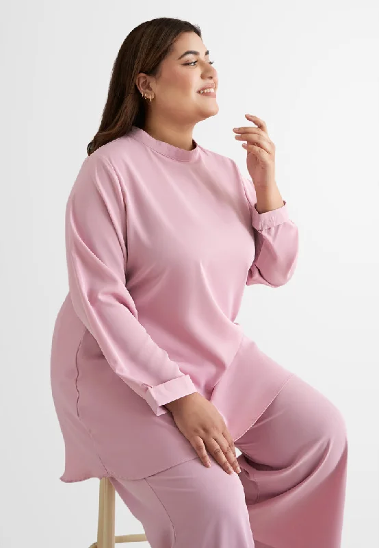 Hidaya Smooth High Neck Blouse - Pink